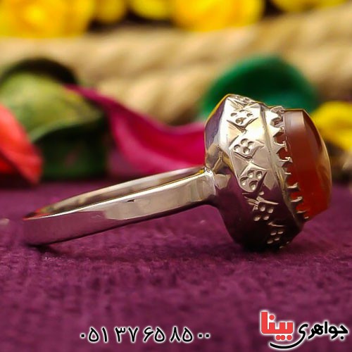 انگشتر عقیق یمنی سرخ زیبا و دست ساز زنانه _کد:22644