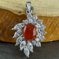 گردنبند عقیق یمنی فلاور پرنس رودیوم زنانه 