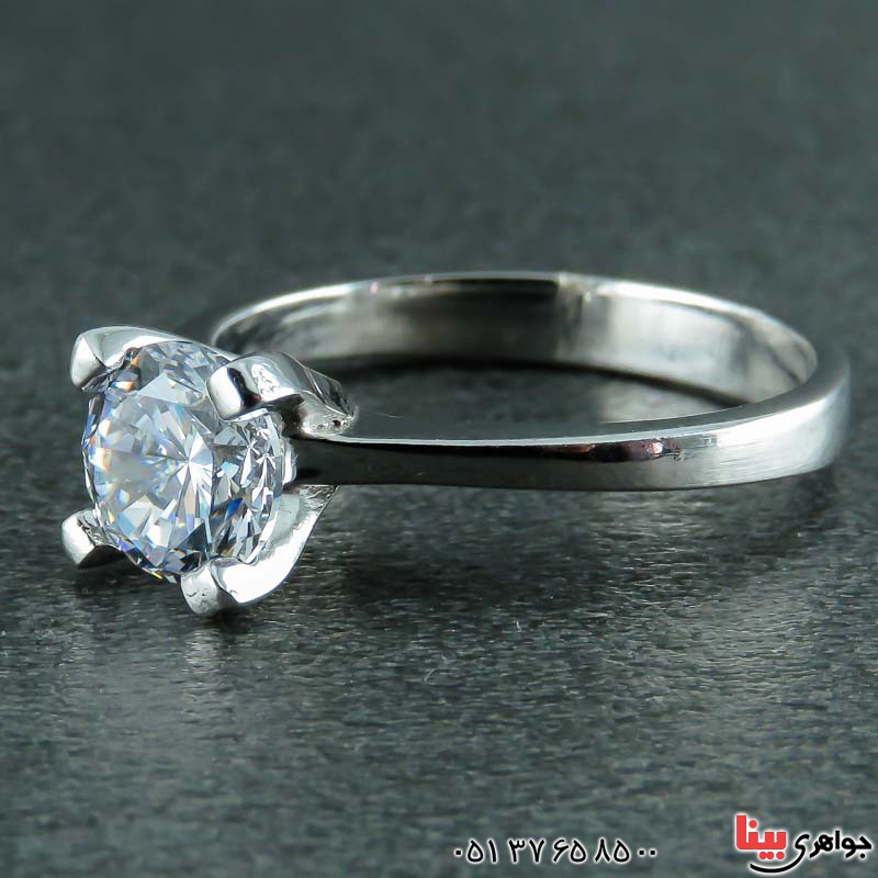 انگشتر نقره سولیتر ترک رودیوم زنانه _کد:22676