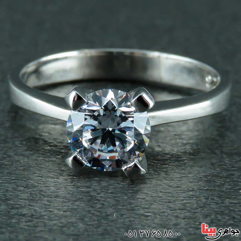 انگشتر نقره سولیتر ترک رودیوم زنانه _کد:22676