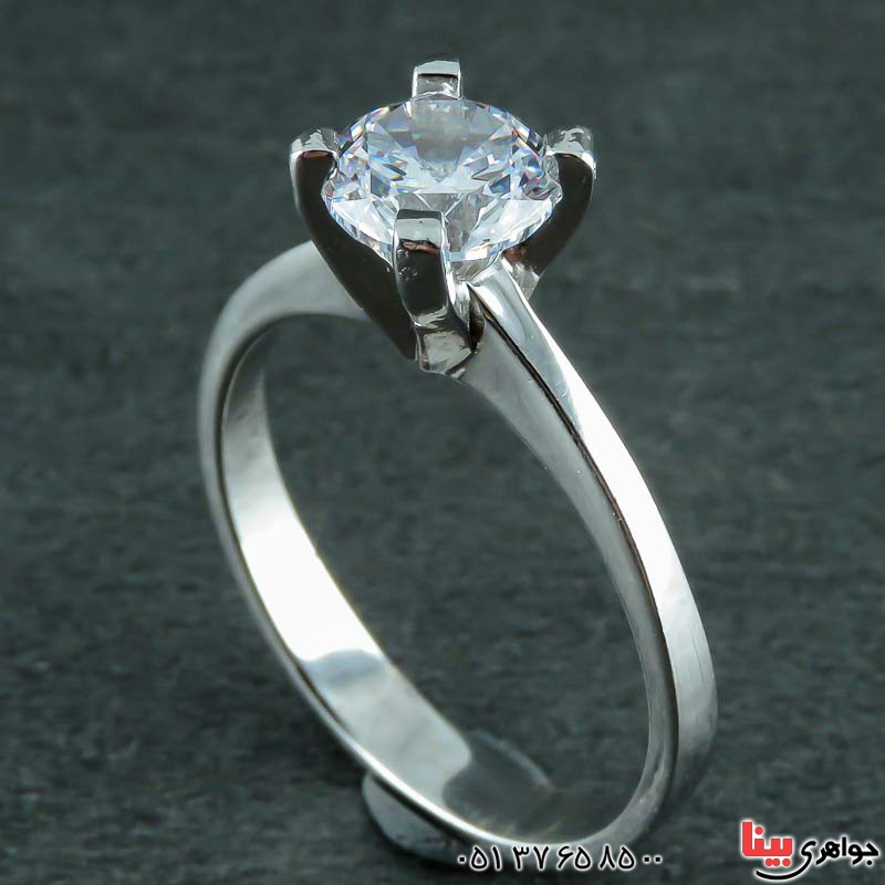 انگشتر نقره سولیتر ترک رودیوم زنانه _کد:22676