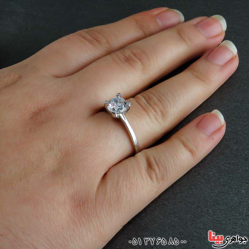 انگشتر نقره سولیتر ترک رودیوم زنانه _کد:22676