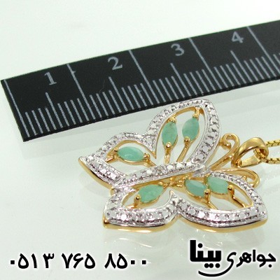 گردنبند زمرد و الماس پروانه درشت