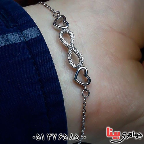 دستبند نقره مدل بی نهایت رودیوم زنانه _کد:22692