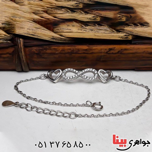 دستبند نقره مدل بی نهایت رودیوم زنانه _کد:22692