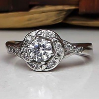 انگشتر نقره پرنس تک نگین رودیوم زنانه 