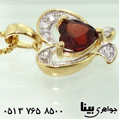 گردنبند یاقوت گارنت و الماس تراش قلبی