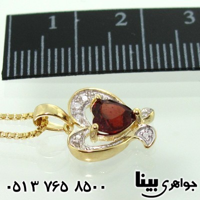 گردنبند یاقوت گارنت و الماس تراش قلبی