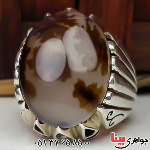 انگشتر عقیق شجری درشت و دست ساز فاخر مردانه _کد:22715
