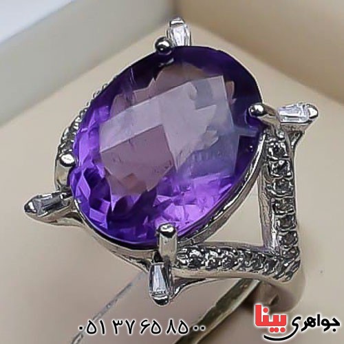 انگشتر آمتیست آفریقایی زیبا رودیوم زنانه _کد:22723