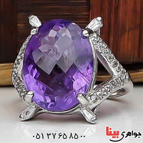 انگشتر آمتیست آفریقایی زیبا رودیوم زنانه _کد:22723