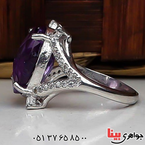 انگشتر آمتیست آفریقایی زیبا رودیوم زنانه _کد:22723