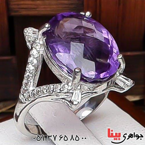 انگشتر آمتیست آفریقایی زیبا رودیوم زنانه _کد:22723