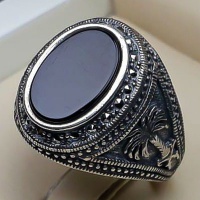 انگشتر عقیق سیاه (اونیکس) اسپرت مارکازیتی مردانه