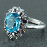 انگشتر توپاز آبی سوئیسی زیبا و خاص 