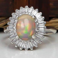انگشتر اوپال آفریقایی فاخر رودیوم زنانه 