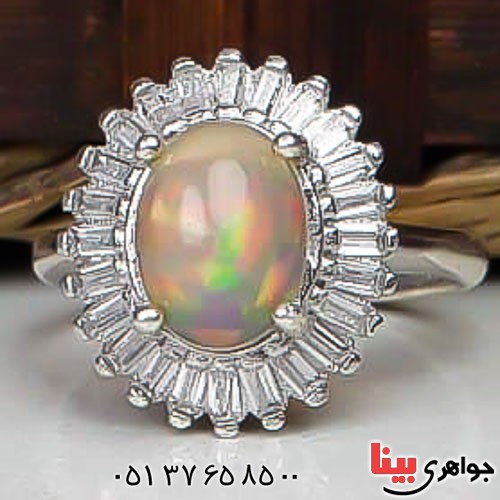 انگشتر اوپال آفریقایی فاخر رودیوم زنانه _کد:22779