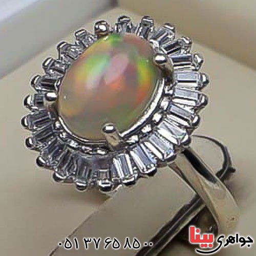 انگشتر اوپال آفریقایی فاخر رودیوم زنانه _کد:22779