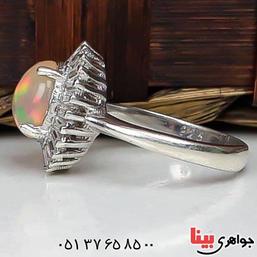 انگشتر اوپال آفریقایی فاخر رودیوم زنانه _کد:22779