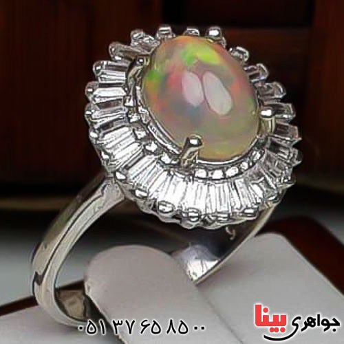 انگشتر اوپال آفریقایی فاخر رودیوم زنانه _کد:22779