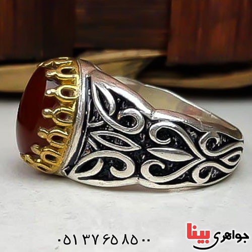 انگشتر عقیق یمنی زیبا مردانه _کد:22784