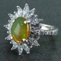 انگشتر اوپال آفریقایی رودیوم زنانه 