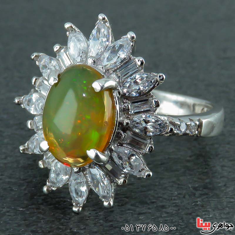 انگشتر اوپال آفریقایی رودیوم زنانه _کد:22798