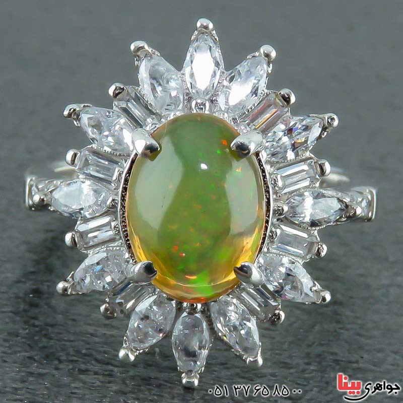 انگشتر اوپال آفریقایی رودیوم زنانه _کد:22798