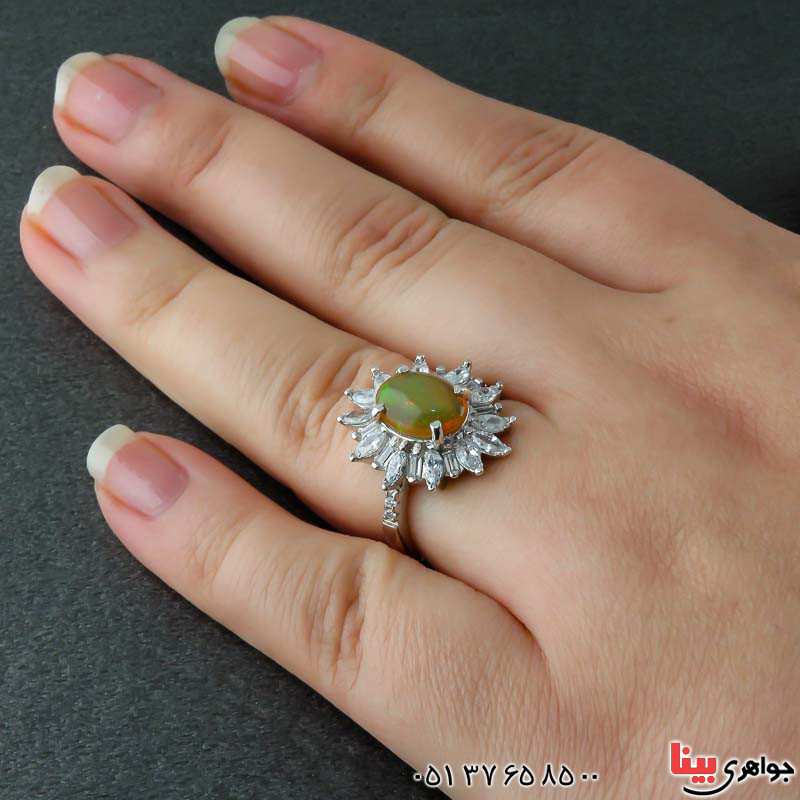 انگشتر اوپال آفریقایی رودیوم زنانه _کد:22798