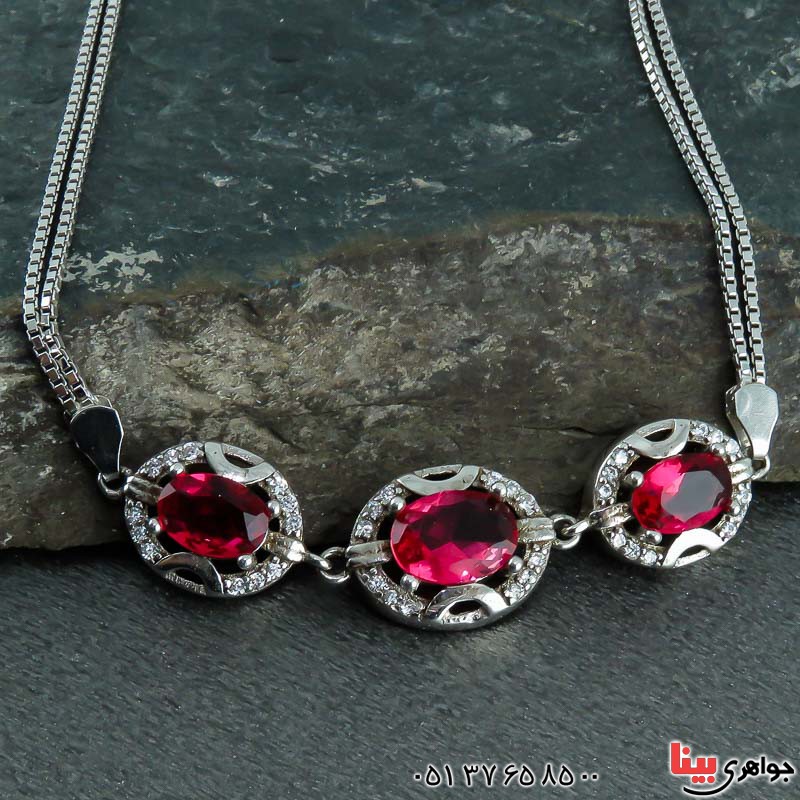 دستبند نقره با نگین طرح توپاز رودیوم زنانه _کد:22812