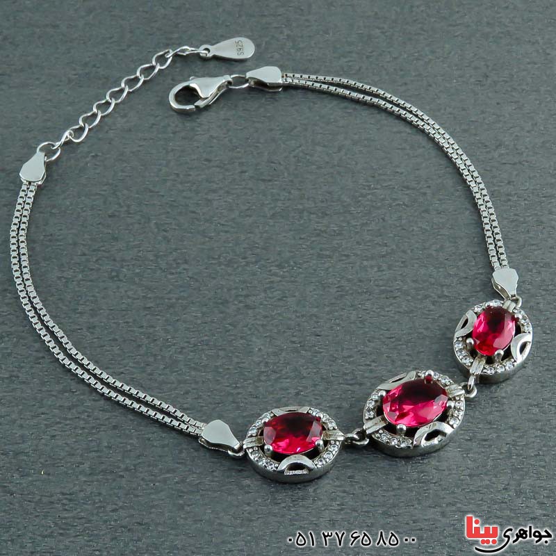 دستبند نقره با نگین طرح توپاز رودیوم زنانه _کد:22812