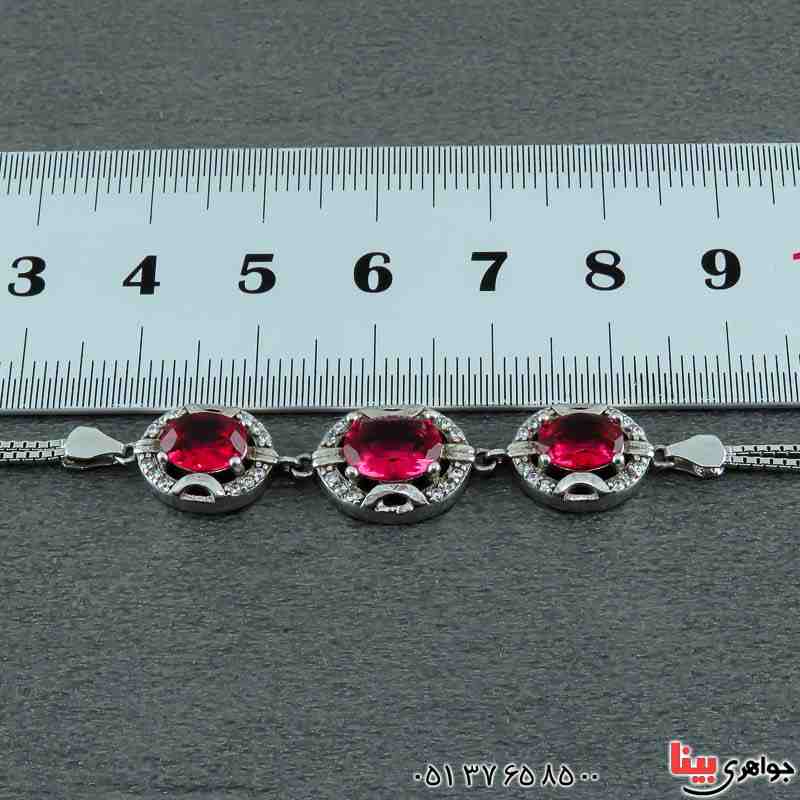 دستبند نقره با نگین طرح توپاز رودیوم زنانه _کد:22812