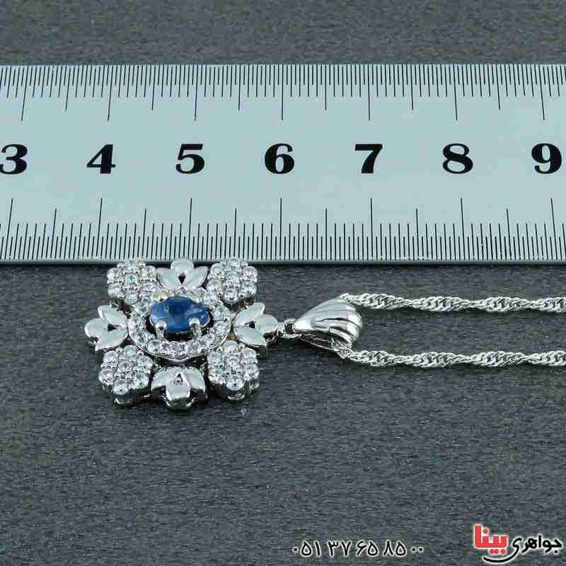 گردنبند نقره مدل فلاور با نگین تاتزانیت آفریقایی زنانه _کد:22814