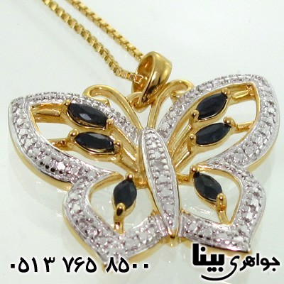 گردنبند یاقوت کبود و الماس پروانه درشت
