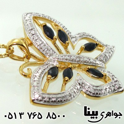 گردنبند یاقوت کبود و الماس پروانه درشت