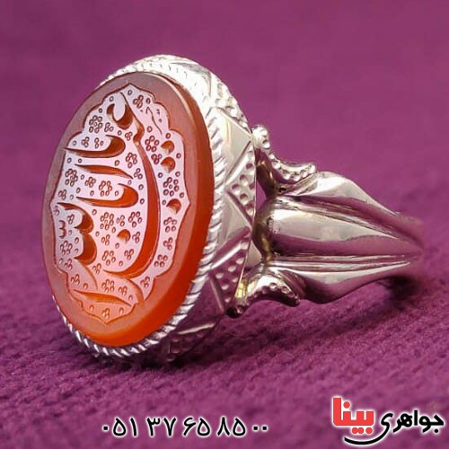 انگشتر عقیق یمنی سرخ با حکاکی یا ابا عبدالله _کد:22822
