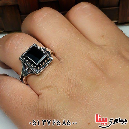 انگشتر عقیق سیاه (اونیکس) اسپرت زیبا مردانه _کد:22852