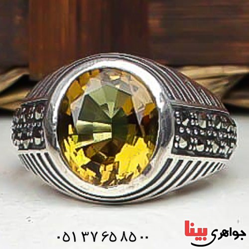 انگشتر الکساندریت زیبا مارکازیتی مردانه _کد:22862
