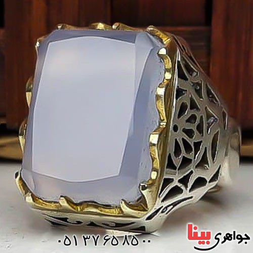 انگشتر عقیق یمنی کبود درشت و دست ساز مردانه _کد:22869