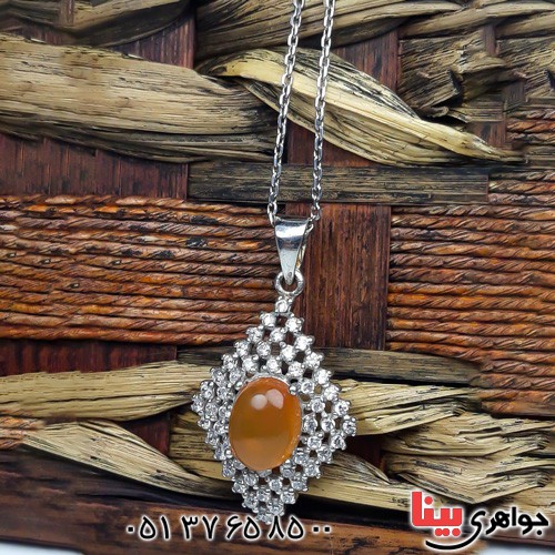 گردنبند عقیق یمنی زرد خوشرنگ زیبا _کد:22872