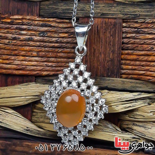 گردنبند عقیق یمنی زرد خوشرنگ زیبا _کد:22872