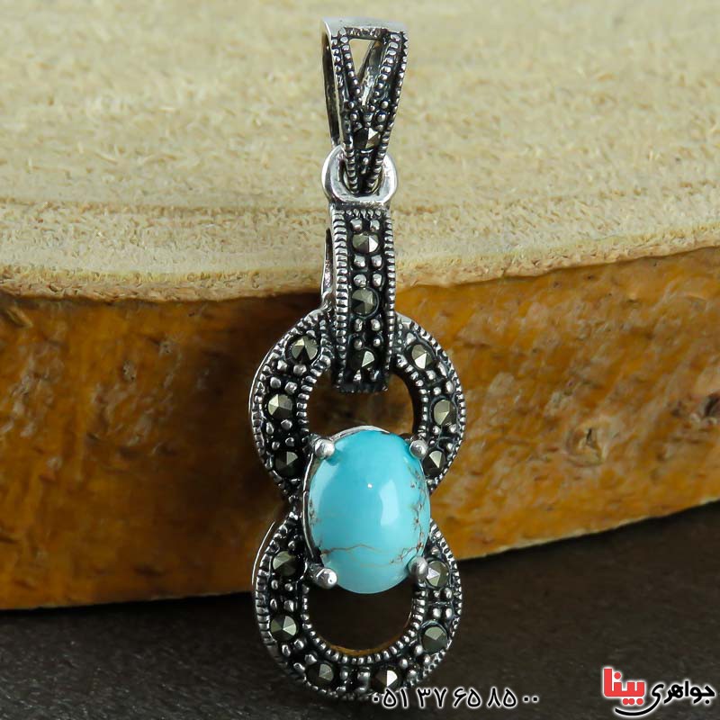 گردنبند فیروزه نیشابوری مارکازیتی بسیار زیبا _کد:22930