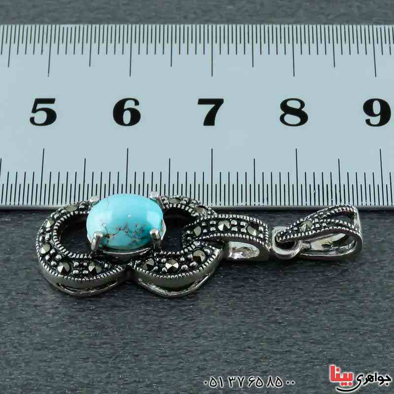 گردنبند فیروزه نیشابوری مارکازیتی بسیار زیبا _کد:22930