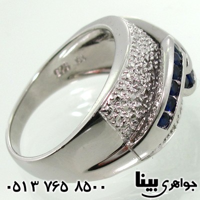 انگشتر یاقوت کبود طرح موج مردانه