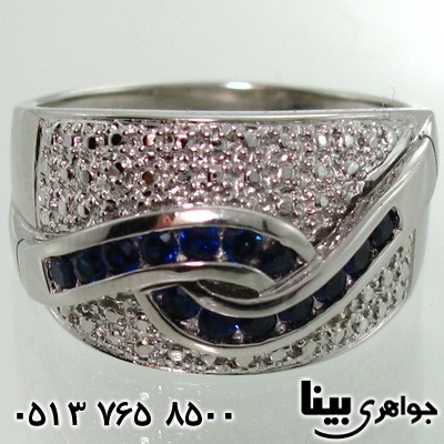 انگشتر یاقوت کبود طرح موج مردانه
