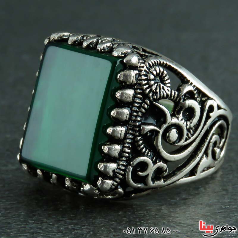 انگشتر عقیق سبز بسیار زیبا _کد:22965