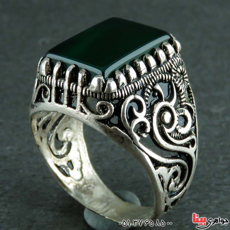 انگشتر عقیق سبز بسیار زیبا _کد:22965