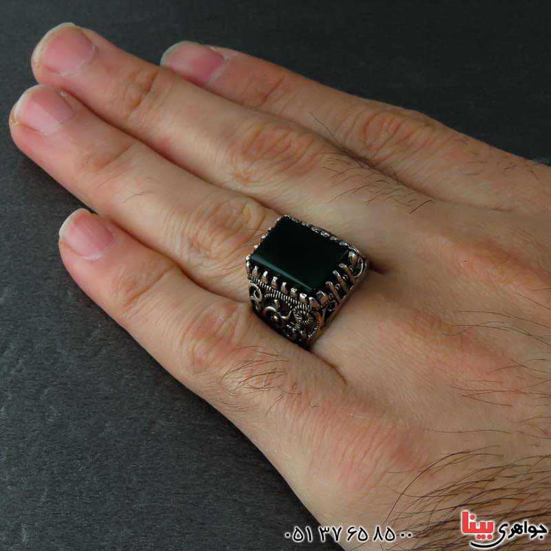 انگشتر عقیق سبز بسیار زیبا _کد:22965