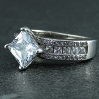 انگشتر نقره تک نگین پرنس رودیوم زنانه 