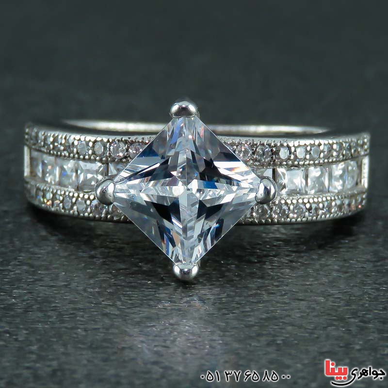 انگشتر نقره تک نگین پرنس رودیوم زنانه _کد:22969